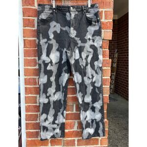 Wild Fable Womens Super High-Rise Straight Jeans Black Grey Tie Dye Size 18